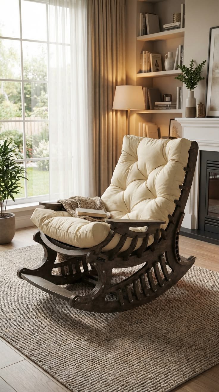 Premium heavy cushion rocking chair